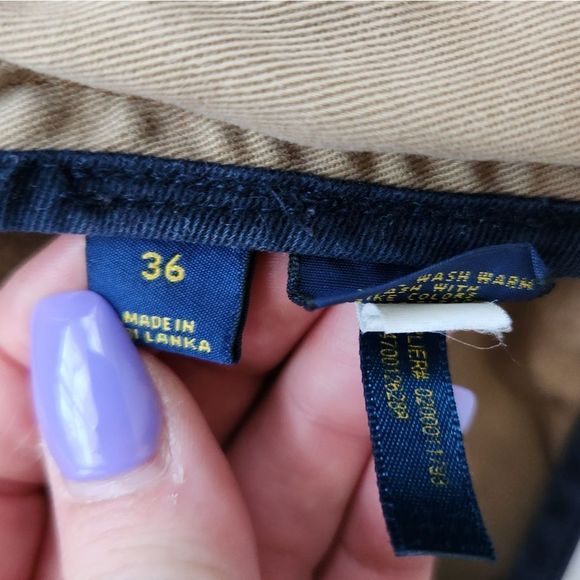 Mens Polo Ralph Lauren Cargo shorts lot of 2 size 36 khaki blue white button fly - Picture 6 of 16